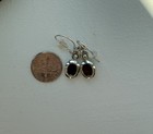 Luc 925 Sterling Silver Red Stone Dangle Earrings Oval Cabochon Leverback 3 77g