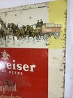 Vintage 1950 s Budweiser Beer Tin Over Cardboard Metal Sign Clydesdale