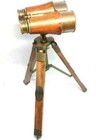 Nautical Vintage Antique Brass Binocular Telescope With Tripod Stand Home Decor