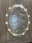 Vintage Mid Century Inland Glass Footed Retro Snowflake Design Serving Tray