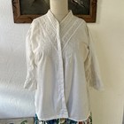 Antique Edwardian French Cotton Blouse Women Large White Eyelets Cottagecore
