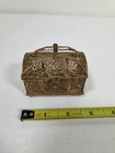Intricate Gold-tone Filigree Trinket Box 3    Ornate Metal Jewelry Keepsake Box