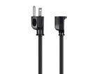 3-prong Extension Cord - 2 Feet - Black   Nema 5-15p To Nema 5-15r  16awg  13a