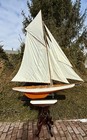 Vintage Extra Large Pond Yacht Sail Boat Nautical Model Decor 6    X 6    Complete