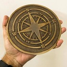 Handcrafted Brass Compass Rose Plaque   Nautical Garden Decor