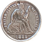 Pictorial Love Token Butterfly Insect Bug Leaves F t b  1889 Seated Liberty Dime