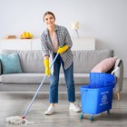 Homcom Mop Bucket With Wringer On Wheels For Floor Cleaning 21 Quart Blue