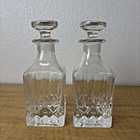 Vintage Clear Glass Travel Liquor Bottle   Decanter With Stopper Set Of 2