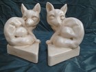 Bookends Figurine Fox Wildlife Art Deco Style Art Nouveau Style Porcelain Crackl