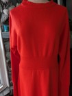 Vtg Young Miss Morton Loungwear Cozy Sweater Dress Vibrant Red Ragland Slvs