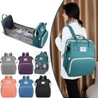3-in-1 Baby Diaper Backpack Bed With Changing Station Portable Mommy Travel Bag
