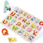 Grinnnie Wooden Peg Puzzle Set 4pcs - Letters  Numbers  Animals  Fruits