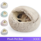 Warm Plush Cat Bed     Round Pet Nest With Cover For Cats  Kittens   Small Dogs