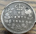 1890 Canada Victoria Dei Gratia Regina Silver Five Cents Coin 5c     1021