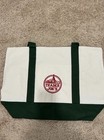 Trader Joe   s 2025 Xmas Green Large Canvas Bag  Off White  New  Missing Tag