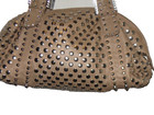 Vintage 80 s Chuckies N y  Studs   Rhinestones Supple Tan Leather Handbag