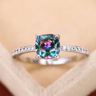 925 Sterling Silver Rings Blue Oval Zircon Women Fashion Jewelry Ring Size 5-10