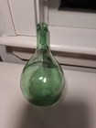 Antique Hand Blown Round Bottom Green Glass Wine Bottle