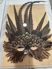 Carnival Mask In Display Case With Vintage Feathers