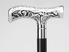 Wooden Walking Stick Cane Chrome Victorian Cane Vintage Derby Head Brass Handle 