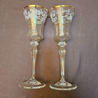 2 Mikasa Crystal T-2715 Antique Lace Wine Stemmed Glasses 8 5 8  Tall 6 Oz