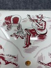 Vintage 1950s Glass Ceiling Light Shade Western Cowboy Rodeo 11 5 square Red wht