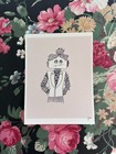 Cute Pink Business Woman Original Doodle Indie Art Print Licensed Signed