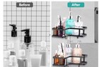 Black- Corner Shower Caddy  2pcs  Adhesive Shower Shelves Corner Organizer