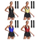 Women Leotards Competition Costumes Fringed Outfits Waltz 2pcs Rumba Dancewear