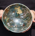 185mm Green Bloodstone Crystal Healing Bowl Prayer Altar Chakra Gemstone Bowl