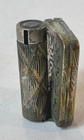 Vtg 800 Silver Compact Etched Ornate Scrollwork Powder Folding Lipstick Box