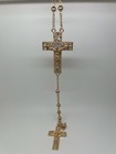 Gold Big Crosses With Jesus And Crystals Rosary Fantasy