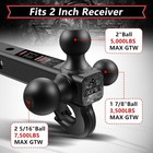 Tri Ball Trailer Hitch Mount 2 Inch Receiver With Hook Matte Black