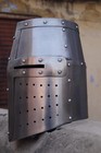 Medieval Crusader Great Helmet Knight Templar Armor Helmet Steel Combat Read