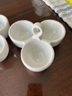 Set Of 2 Glossy White Ceramic Dip Bowl Trinket Tray W carry Handles