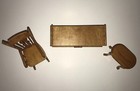Lot Of 3 Vtg Dollhouse Miniature Wood Furniture  r Chair  Credenza  Table  Read