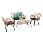 4 Piece Wicker Rattan Patio Outdoor Furniture Conversation Bistro Set Garden