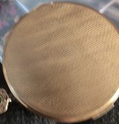 Title Vintage Art Deco Peacock Powder Compact Brass Blue Green Enamel Vanity 4   