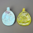 2 Rare Ancient Roman Emperor Warrior Face Silver Engraved Glass Pendant