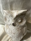 Vintage White Distressed Crackle Terracotta Clay  Glazed 6 25    Owl Very Heavy
