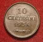 San Marino 10 Centesimi 1938 R Unc Bronze Coin Km 13 400k Mintage T8751a