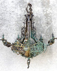 Antique Heavy Eastlake Art Deco  5 Socket Chandelier Estate Find As Found