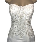 Davids Bridal Beaded Embroidered Satin Wedding Dress Gown Size 4 Corset A-line