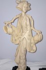 Vintage Asian Oriental 18  Carved Resin Statues Large Figurines Italy Signed Set