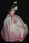  vintage Ceramic Victorian Lady Planter Vase Figurine 1950s Pink   Blue Dress 