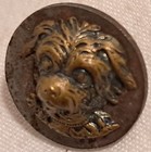 Small Antique Vintage Bronze Brass Victorian Button 3d Puppy Dog Deco Flapper