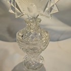 Vintage Clear Pressed Glass Perfume Bottle Scent Flask Vanity Decor Art Deco 