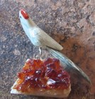 Parrot Macaw  Hand Carved Onyx On Purple Amethyst Crystal Rock 4 25 In Tall