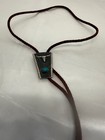 Vintage Native American Turquoise Bull Bolo Tie Necklace Sterling Silver