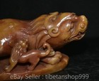 5 2  Rare Old China Shoushan Stone Carving Mother Son Pixiu Beast Seal Signet